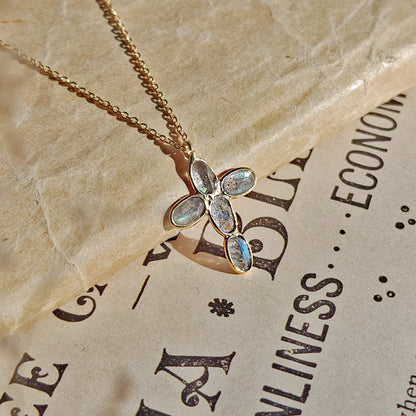 Collar Crux Labradorita -  Plata de Ley 925 & Baño de Oro 18K