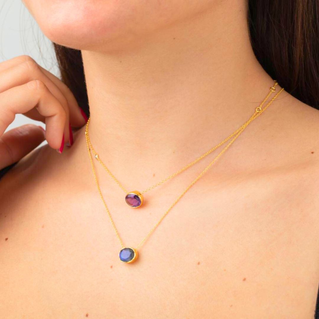 Collar Essentia Amatista - Baño de Oro 18K