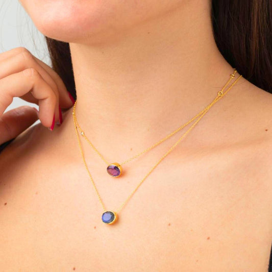 Collar Essentia Amatista - Baño de Oro 18K