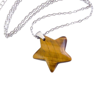 Collar Estrella de Ojo de Tigre - Acero Inox.