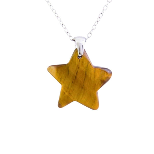 Collar Estrella de Ojo de Tigre - Acero Inox.