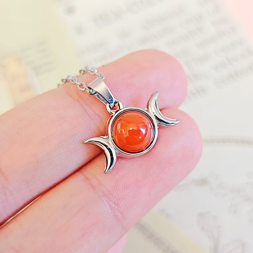 Collar Hécate Jaspe Rojo - Acero Inoxidable