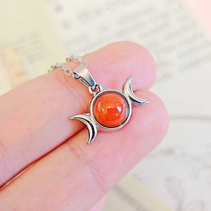 Collar Hécate Jaspe Rojo - Acero Inoxidable