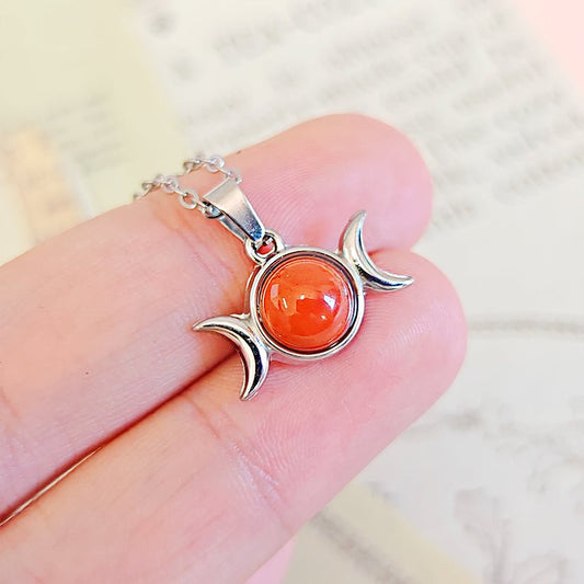 Collar Hécate Jaspe Rojo - Acero Inoxidable