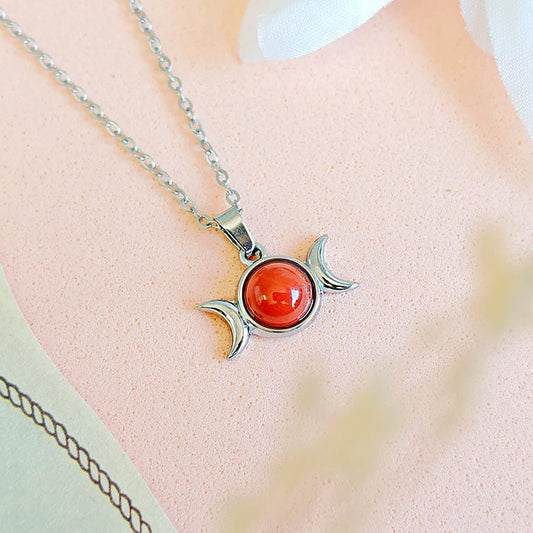 Collar Hécate Jaspe Rojo - Acero Inoxidable