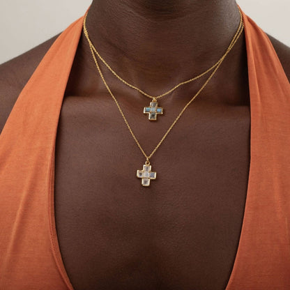 Collar Lacroix Labradorita -  Bronce & Baño de Oro 18K