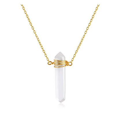 Collar Lancea Cuarzo Blanco - Baño de Oro 18K