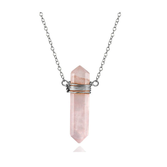 Collar Lancea Cuarzo Rosa - Plata de Ley 925