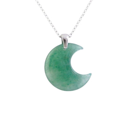 Collar Luna de Aventurina Verde - Acero Inox.
