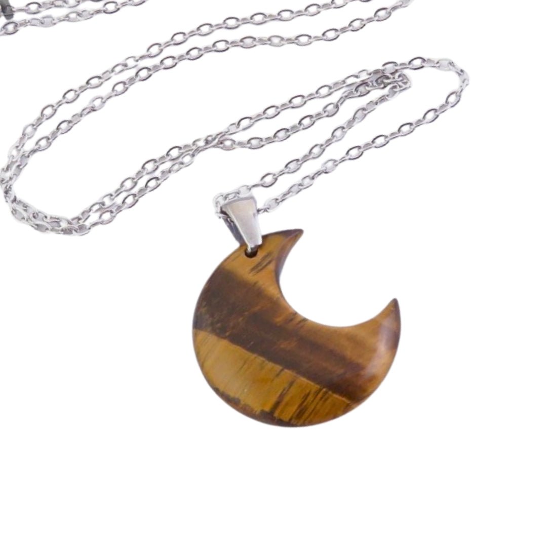 Collar Luna de Ojo de Tigre - Acero Inox.