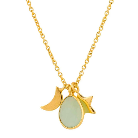 Collar Somnia Calcedonia - Baño de Oro 18K