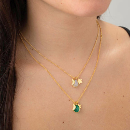 Collar Somnia Calcedonia - Baño de Oro 18K