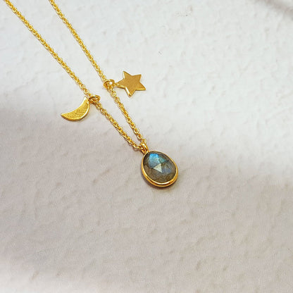 Collar Somnia Labradorita - Baño de Oro 18K