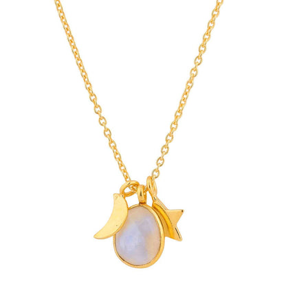 Collar Somnia Piedra de Luna - Baño de Oro 18K