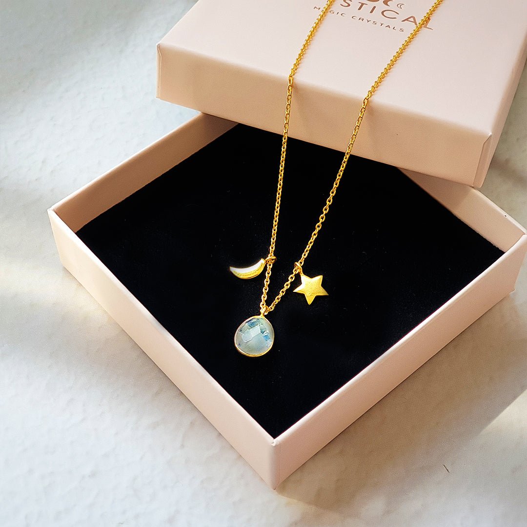 Collar Somnia Piedra de Luna - Baño de Oro 18K