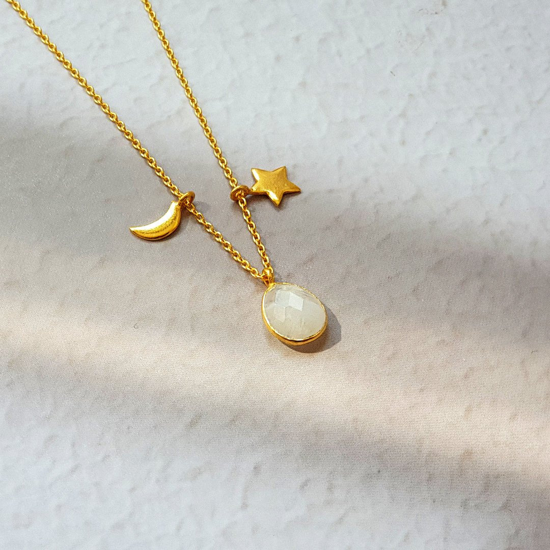 Collar Somnia Piedra de Luna - Baño de Oro 18K