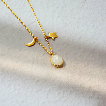 Collar Somnia Piedra de Luna - Baño de Oro 18K