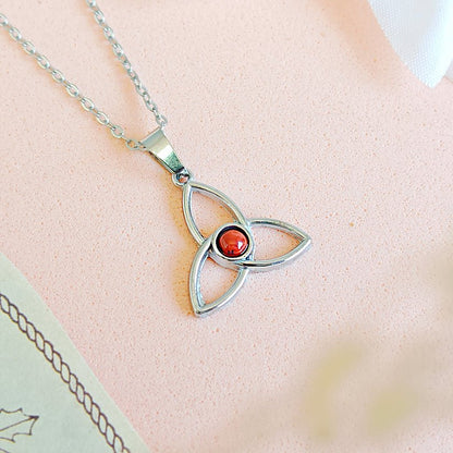 Collar Triqueta Jaspe Rojo - Acero Inoxidable