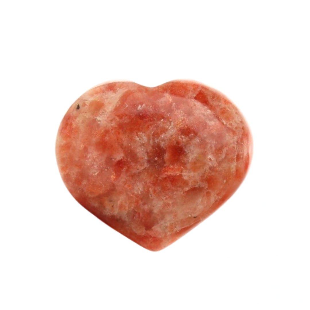 Corazón de piedra de sol, figura geométrica decorativa de cristal con acabado brillante.