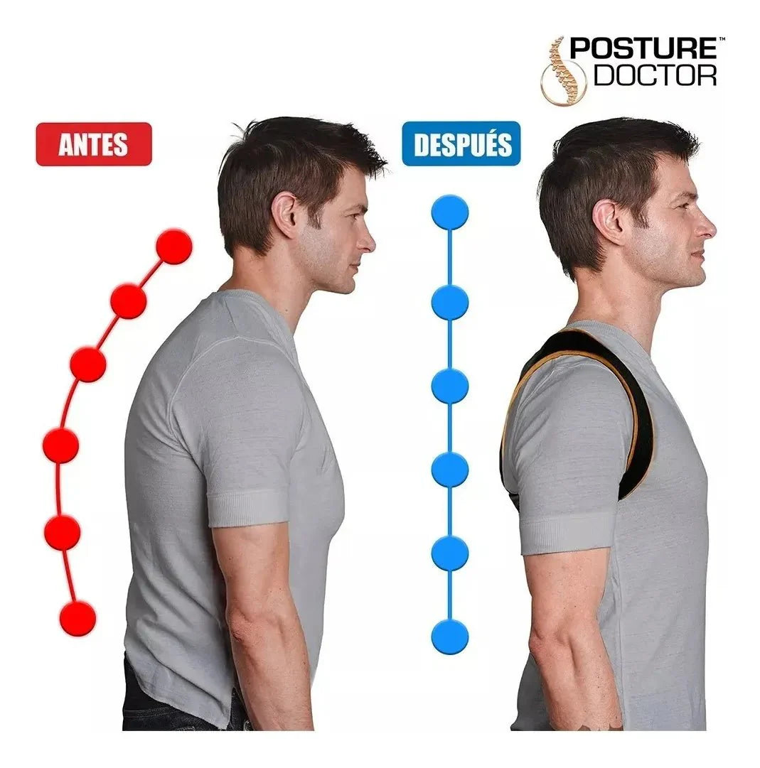 Corrector postural ajustable de innovagizmo para aliviar dolor de espalda y cuello, con soporte cómodo y efectivo.