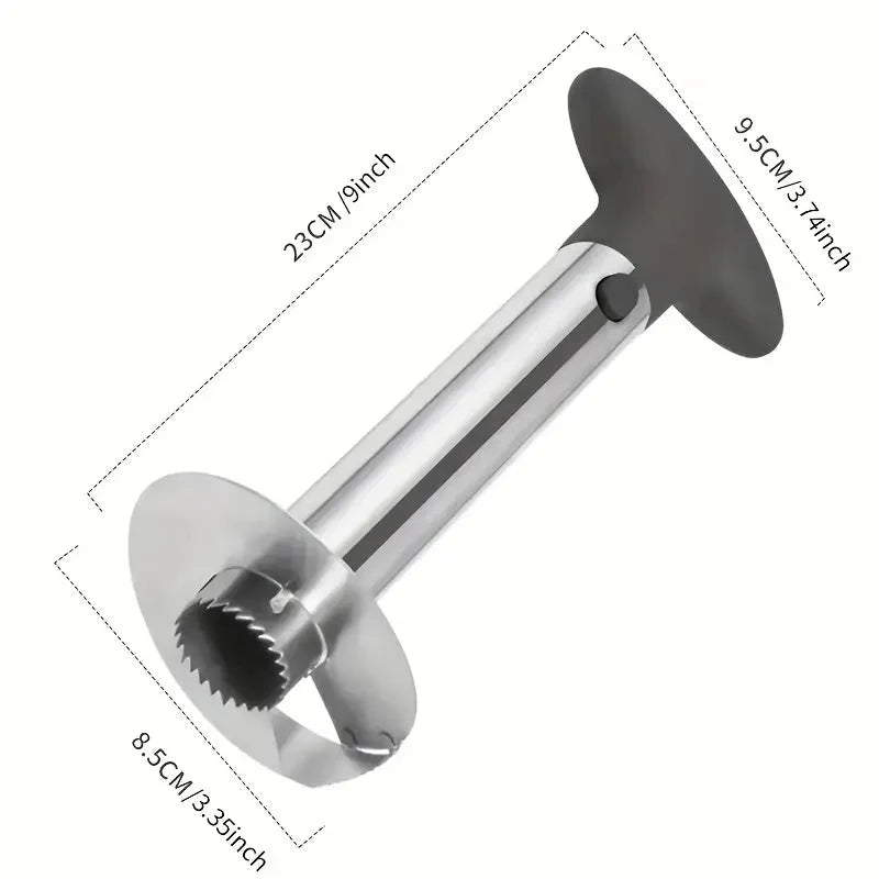 Cortador de piña en acero inoxidable de innovagizmo, herramienta de cocina para cortar piñas de manera fácil y eficiente.
