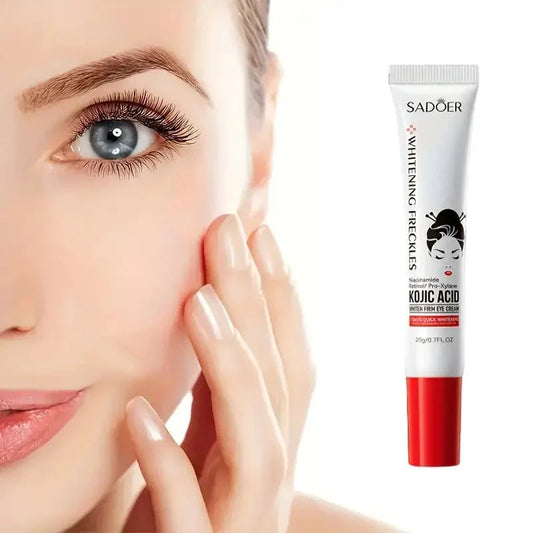 Crema de ojos innovagizmo para iluminar, hidratar y rejuvenecer el contorno de ojos, en envase con aplicador blanco.