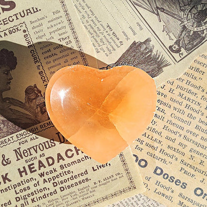 Cuenco Corazón de Selenita Naranja 6 cm - Sensaido