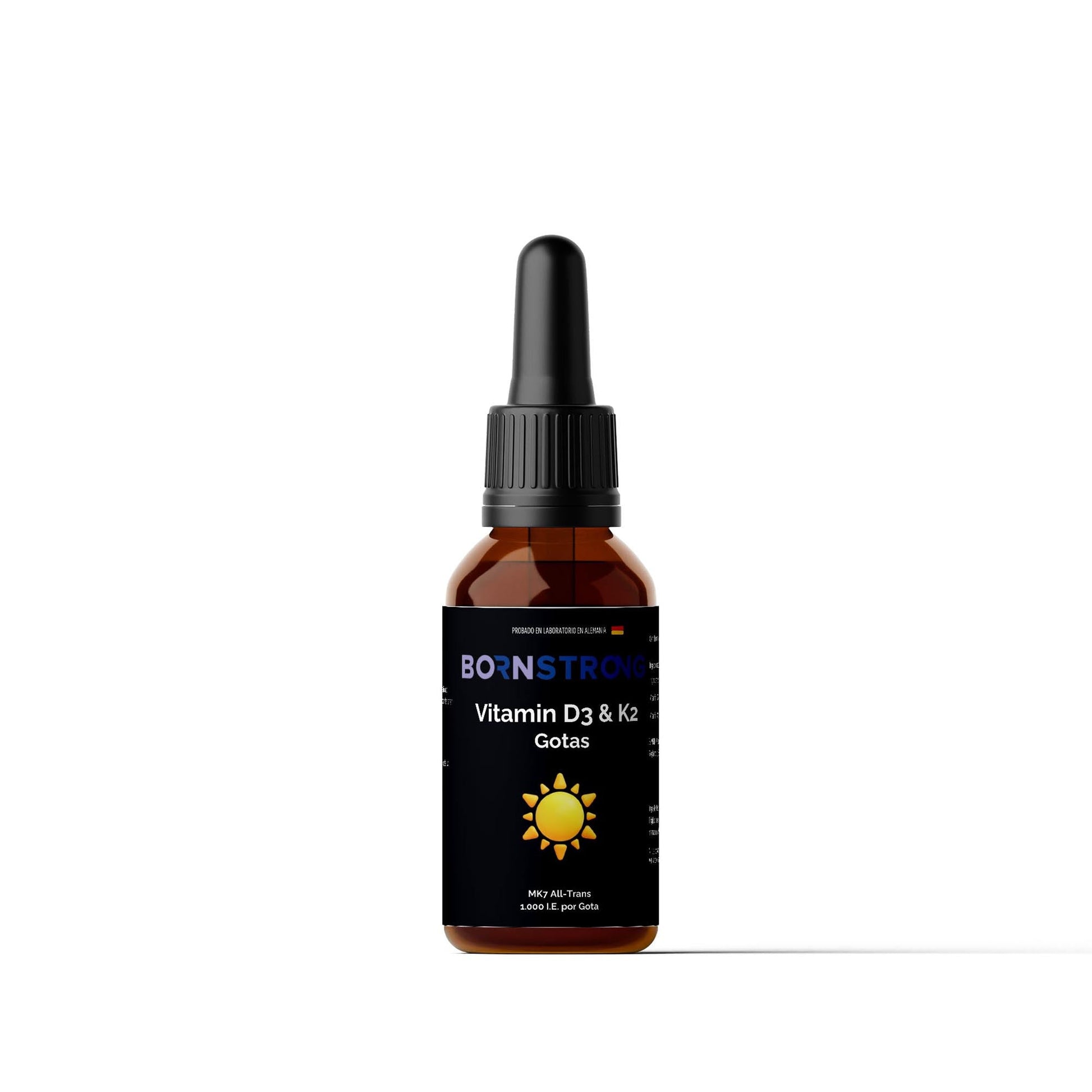 Vitamina D3 y K2 de BORNSTRONG FITNESS, suplemento para fortalecer huesos y mejorar la inmunidad, en frasco con cápsulas