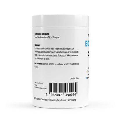 Polvo de condroitina BORNSTRONG FITNESS para articulaciones, envase con 100g de suplemento para proteger las articulaciones.