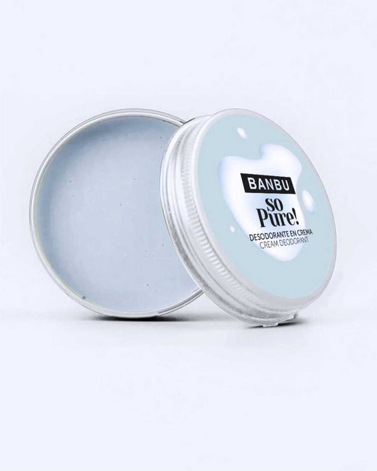 Desodorante en crema ecológico BANBU SO PURE en envase, crema natural para la higiene y protección diaria.