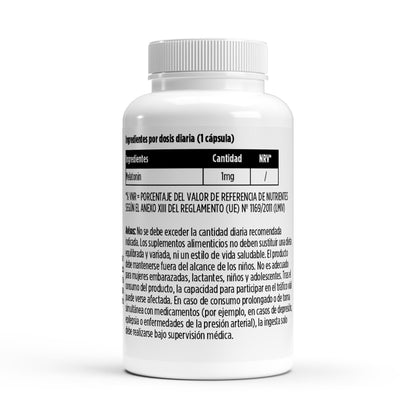 Suplemento de melatonina BORNSTRONG FITNESS para sueño profundo y descanso, con enfoque en ritmo circadiano, en frasco.