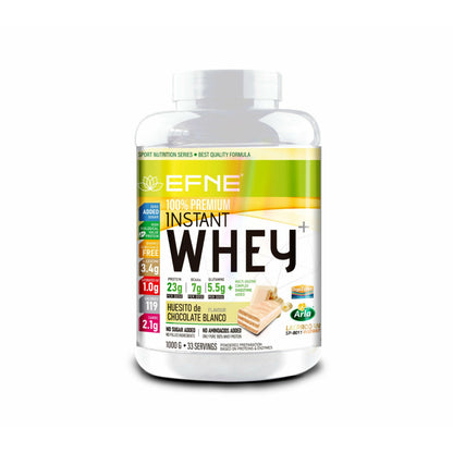 Proteína Whey EFNE Huesito Choco Blanco en bote de 4000ml, envase blanco con etiqueta y tapa.
