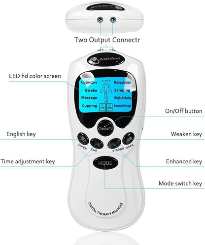 Electroestimulador digital portátil de innovagizmo, dispositivo compacto y fácil de usar para terapias de electroestimulación.