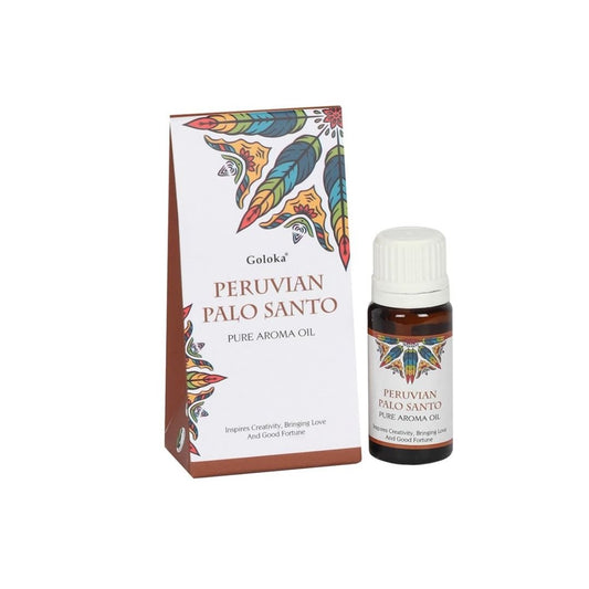 Esencia de Palo Santo Goloka en frasco, aroma natural y relajante, para aromaterapia y ambientes tranquilos.