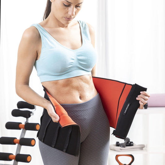 Faja deportiva adelgazante con efecto sauna Redle Innovagizmo, diseñada para moldear la figura y aumentar la sudoración durante ejercicio.