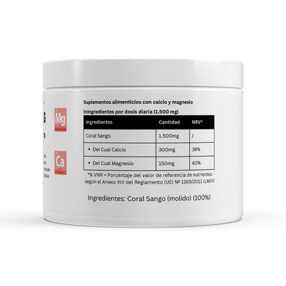Polvo de Coral Marino Sango de BORNSTRONG FITNESS, suplemento natural de calcio y magnesio para la salud ósea.