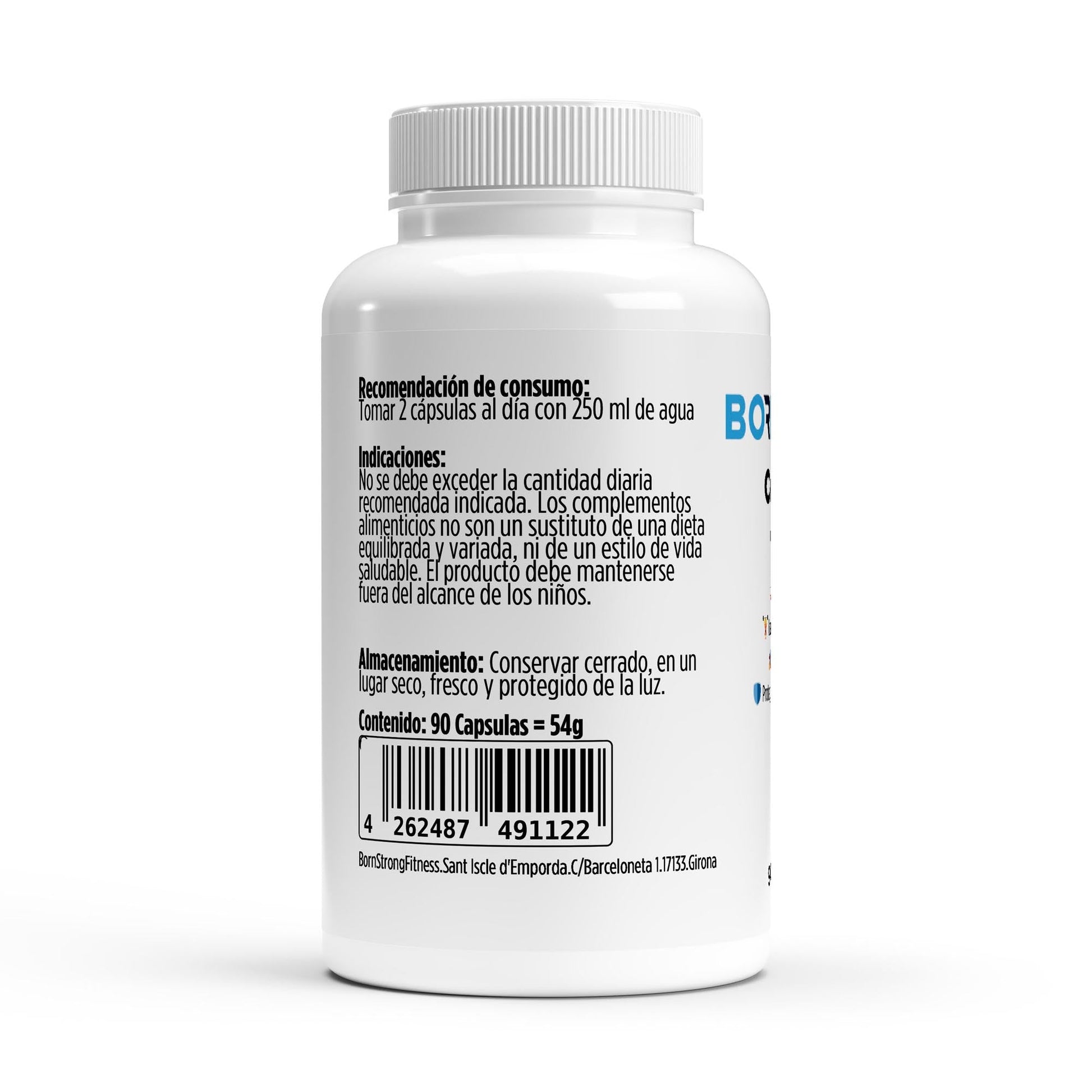 Cápsulas de condroitina de 500 mg en envase de BORNSTRONG FITNESS, 90 cápsulas para salud articular y movilidad
