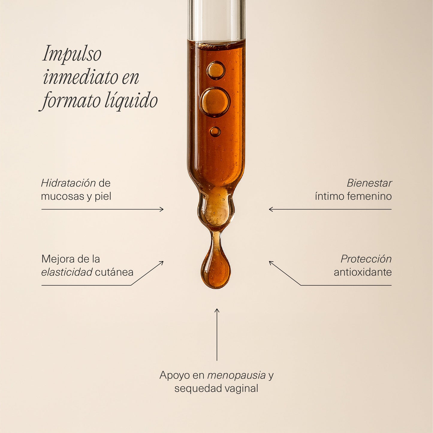 Gotas FemmeUp Drops en un frasco con instrucciones técnicas visibles en la imagen.
