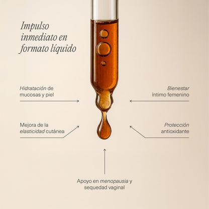 Gotas FemmeUp Drops en un frasco con instrucciones técnicas visibles en la imagen.