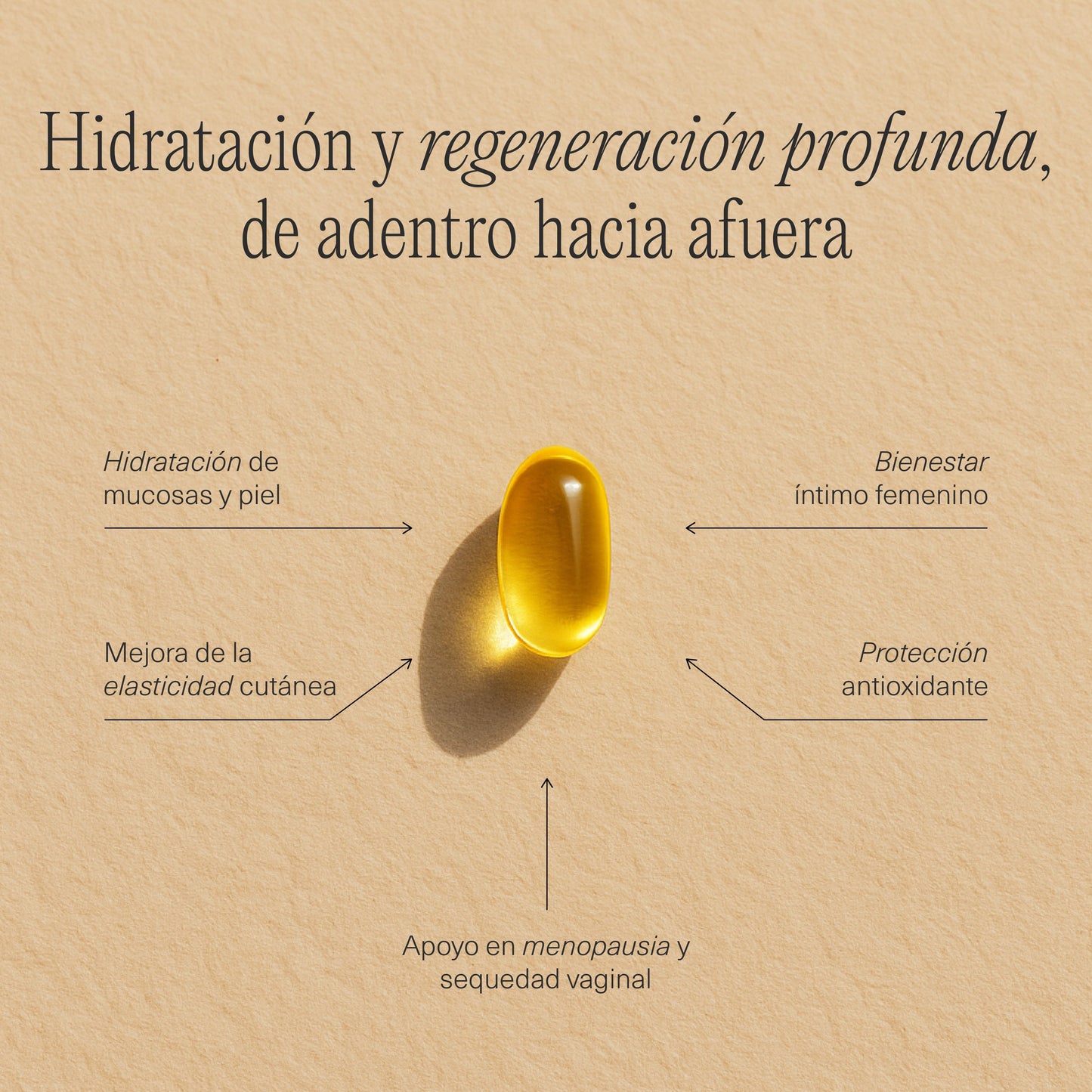 Cápsulas FemmeUp Oil de la marca Femmeup, imagen de fichas técnicas mostrando las cápsulas en una hoja con información técnica.