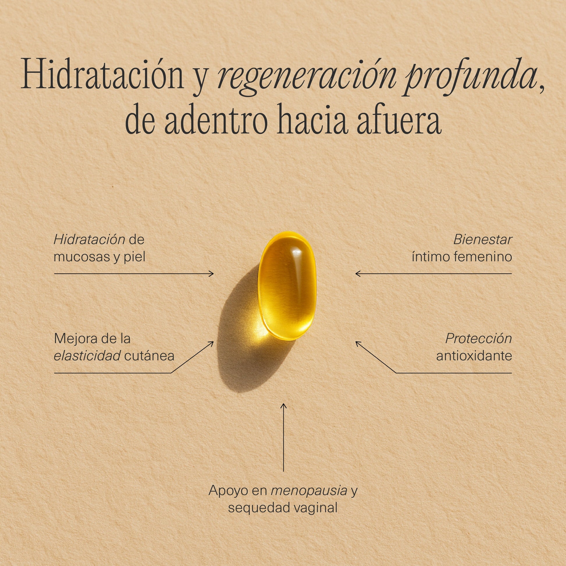 Cápsulas FemmeUp Oil de la marca Femmeup, imagen de fichas técnicas mostrando las cápsulas en una hoja con información técnica.