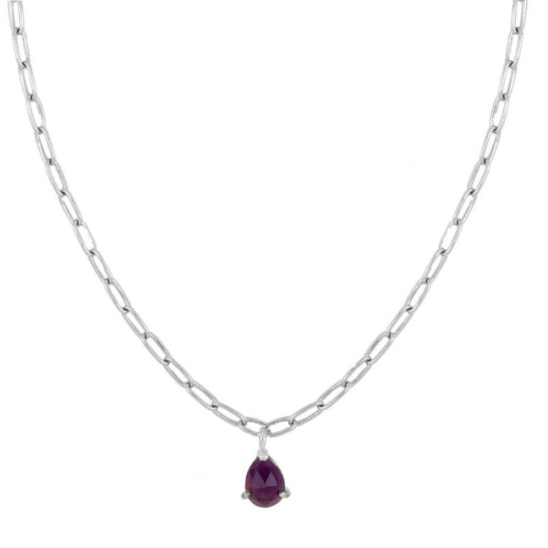 Gargantilla 'Brigitte' de amatista de Mystical Tienda, con piedra de amatista y diseño elegante en plata.