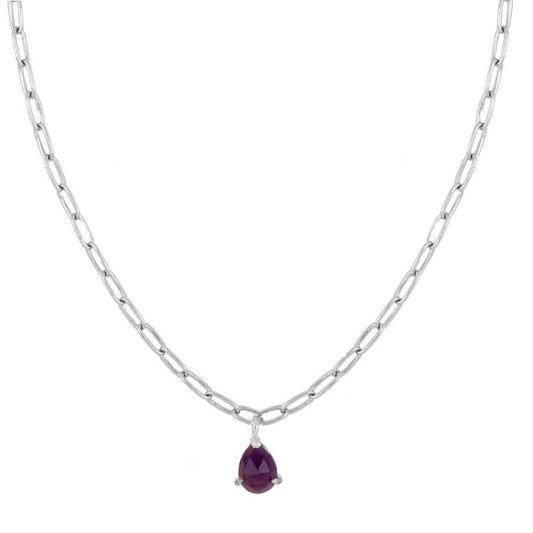 Gargantilla 'Brigitte' de amatista de Mystical Tienda, con piedra de amatista y diseño elegante en plata.