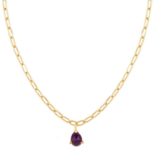 Gargantilla 'Brigitte' de amatista de Mystical Tienda, con piedras violetas y diseño elegante en estilo bohemio.
