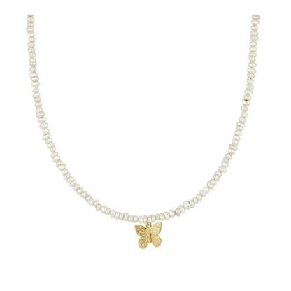 Gargantilla 'Butterfly' - Perlas con Amuleto de Mariposa - Sensaido