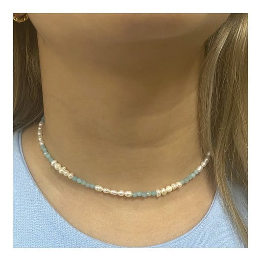 Gargantilla 'Isolda' de Perlas y Amazonita - Sensaido