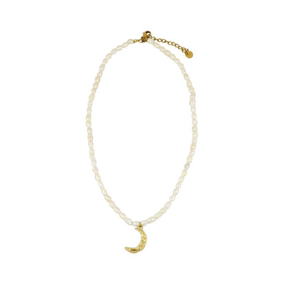 Gargantilla 'Moon' - Perlas con Amuleto de Luna - Sensaido