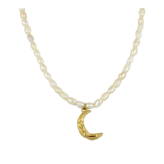 Gargantilla 'Moon' - Perlas con Amuleto de Luna - Sensaido