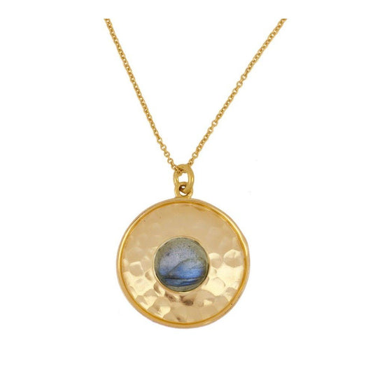Gargantilla 'Scarlett' de Labradorita en plata, colgante elegante con piedra labradorita brillante y detalles finos.