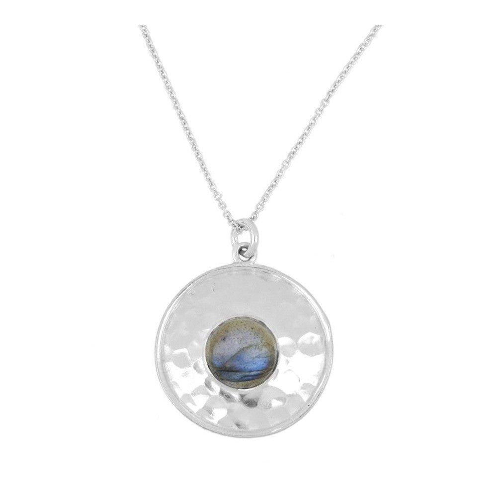 Gargantilla 'Scarlett' de Labradorita en plata, colgante elegante con piedra labradorita, diseño delicado y brillante.